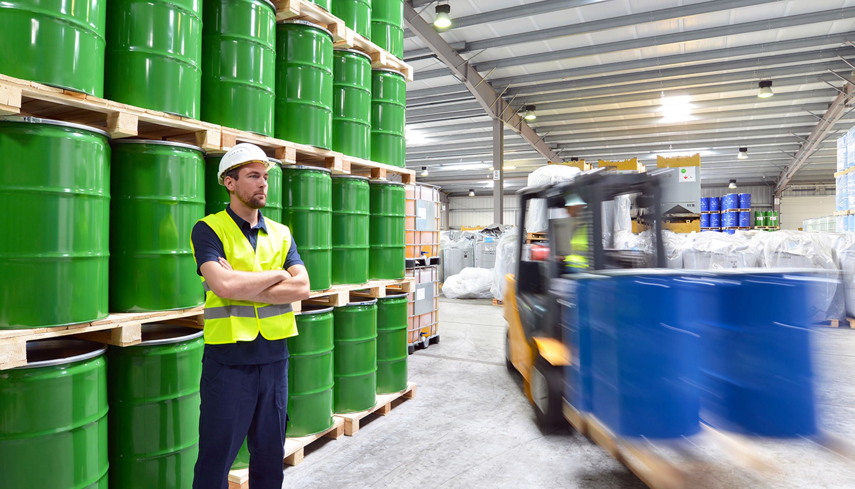 Logistics specialist in a chemical warehouse