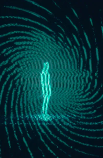 A digital ray of light around a digital figurine