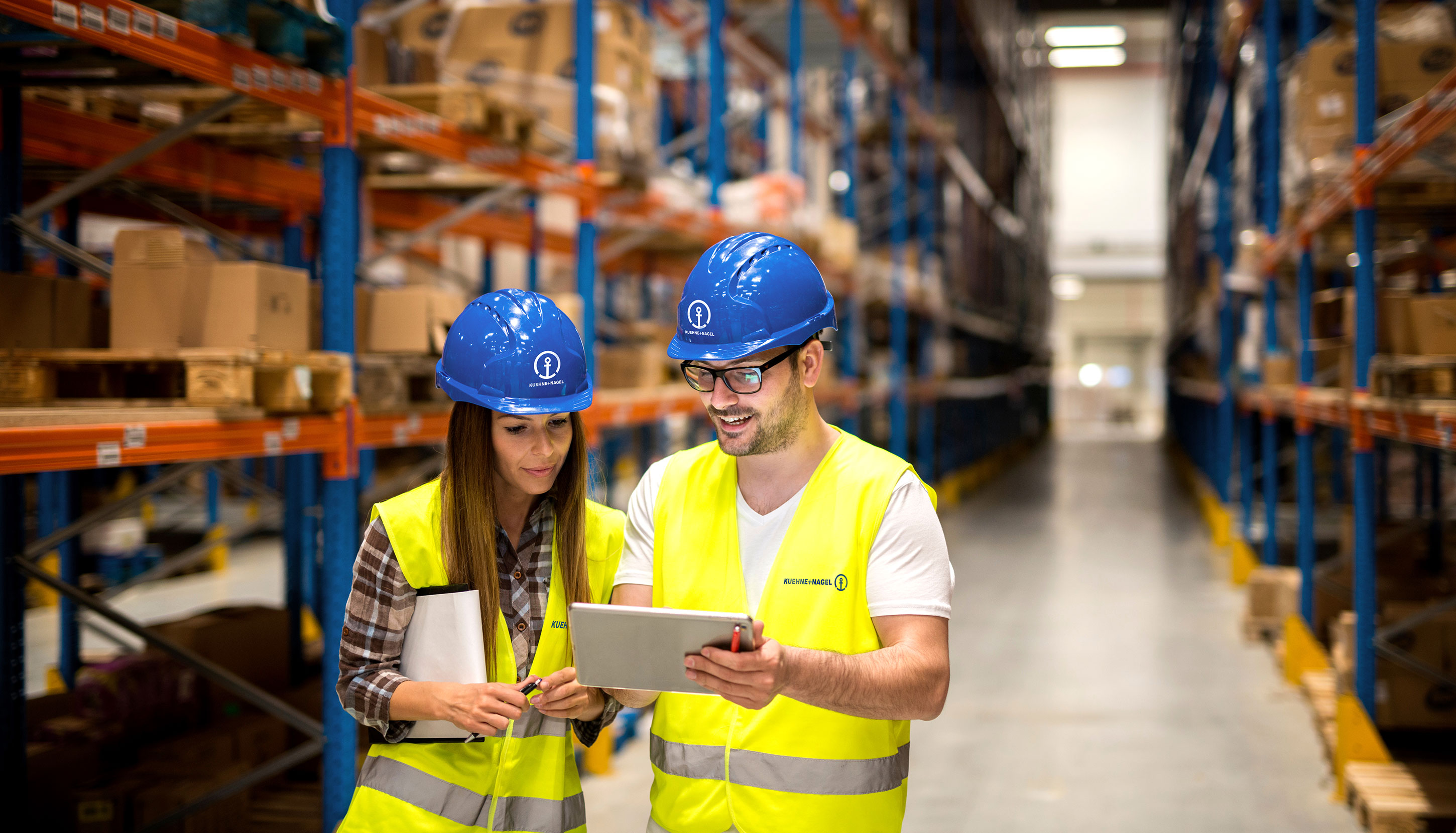 Workers at distribution warehouse