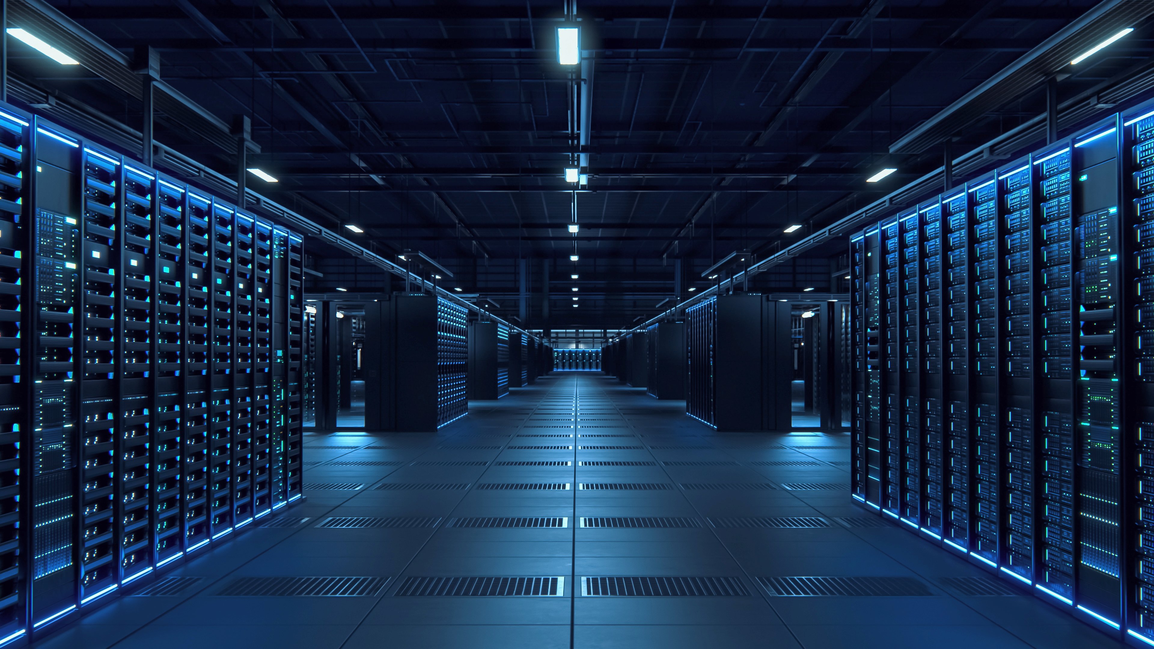 Modern data technology centre server racks